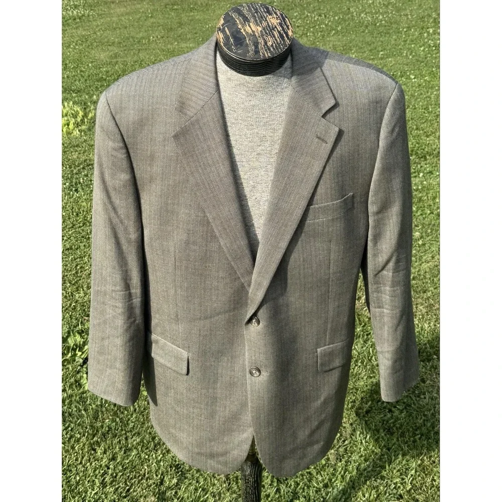 Lauren Ralph Lauren Blazer Mens 44R Gray Wool Herringbone Tweed Sport Coat